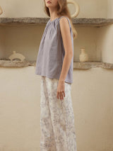 Cotton Sleeveless Top & Printed Pants Pajama Set