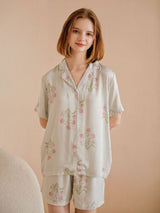 Kafiloe Green Hydrangea Print Pajama Set