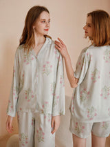 Kafiloe Green Hydrangea Print Pajama Set