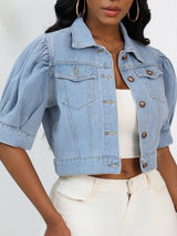 Puff Short Sleeve Denim Jacket