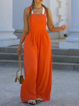 Square Neck Pleated Wide Leg Jumpsuit