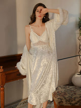 Kafiloe Velvet Lace Slip Nightgown