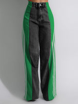 Color Block Patchwork Wide Leg Jeans