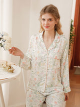 Kafiloe Floral Cotton Long Sleeve Pajamas Set