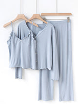 Three Pieces Knit Cotton Pajama Set