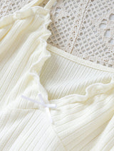 Three Pieces Knit Cotton Pajama Set