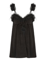 Kafiloe Starry Feather Trim Cami Nightgown