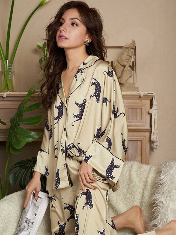 Leopard Dolaman Sleeve Pajamas Set