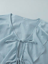 Ruffle Frill Long Sleeve Shirt & Shorts Set