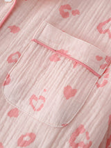 Conjunto de pijama con estampado de corazón rosa de verano de 3 piezas