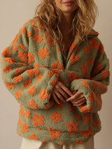 Plush Fleece Floral Sweatshirt