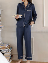 Solid Color Long Sleeve Pajama Set