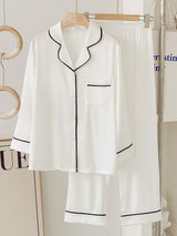 Solid Color Long Sleeve Pajama Set