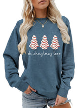 Christmas Tree Print Crew Neck Hoodies