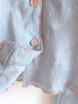 V Neck Button Cotton Pajama Set