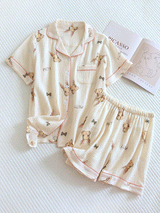Short Sleeve Bunny Print Cotton Pajamas