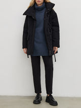 Stand Collar Tie Up Long Puffer Jacket