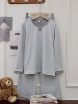 Thermal Velvet Striped Long Sleeve Pajama Set