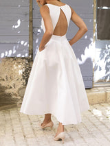 Sleeveless V-neck White Maxi Dress