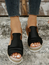 Open Toe Ankle Strap Wedge Sandals