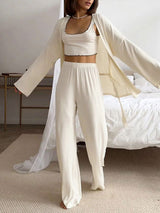 Knit Ruffle Trim 3-Piece Loungewear Set