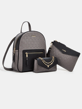 3Pcs PU Handbags & Backpack Set