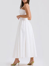 Sleeveless Square Neck Maxi White Dress
