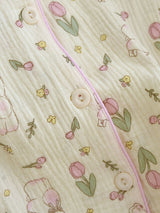 Bear Floral Printed Cotton Pajama Set