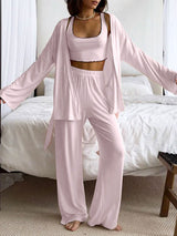 Knit Ruffle Trim 3-Piece Loungewear Set