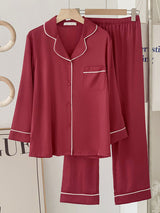 Solid Color Long Sleeve Pajama Set