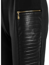 Faux Leather Paneled High Waist Pants