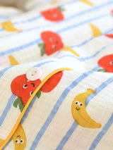 Striped Cartoon Fruits Printed Pajama Set