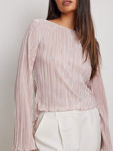 Bell Sleeve Back Tie Crop Shirt