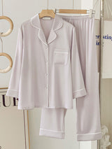 Solid Color Long Sleeve Pajama Set