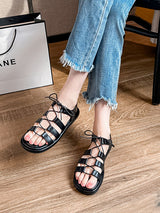 Crossover Strap Leather Sandals