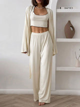 Knit Ruffle Trim 3-Piece Loungewear Set
