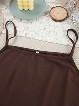 Solid Color Spaghetti Top & Wide Pant Set