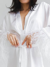 Long Sleeve Satin Cardigan Bathrobe Pajamas