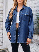 Lapel Neck Long Sleeve Denim Jacket