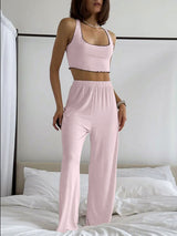 Knit Ruffle Trim 3-Piece Loungewear Set