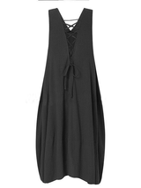 Casual Tie Back Sleeveless Linen Maxi Dress