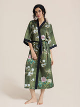Kafiloe Floral Printed Long Kimono Robe