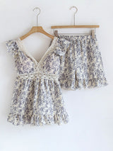 Petal Whisper Lace Short Sleeve Pajama Set