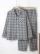 Kafiloe Plaid Long Sleeve Cotton Pajamas