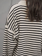 Lapel Striped Loose Pullover Knit Sweater