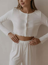 Ribbed Crew Neck Top and Pants Set
