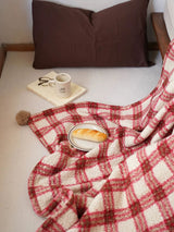 Kafiloe Plaid Sherpa Pom Blanket