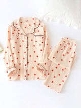 Hearts Printed Cotton Pajama Set