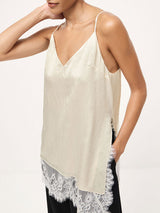 V-Neck Lace Trim Camisole Top