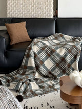 Kafiloe Plaid Sherpa Pom Blanket